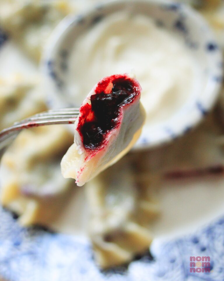 pierogi z jagodami przepis przekrój pieroga